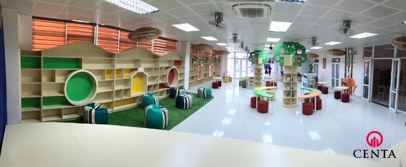 Giá sách học sinh trong nội thất trường học Nguyễn Lân