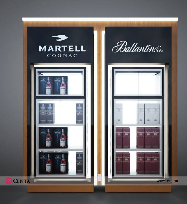Thiết kế nội thất cửa hàng trưng bày rượu Martell và Ballantine's