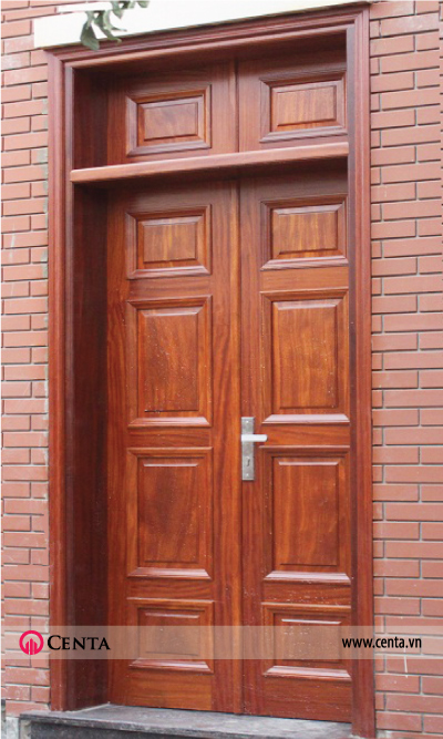 Cửa đi 2 cánh gỗ nhà phố