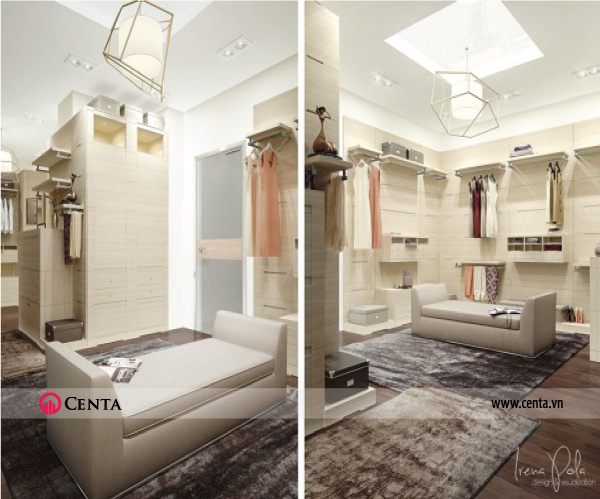 Thiết kế nội thất Phòng thay đồ căn hộ chung cư đẹp