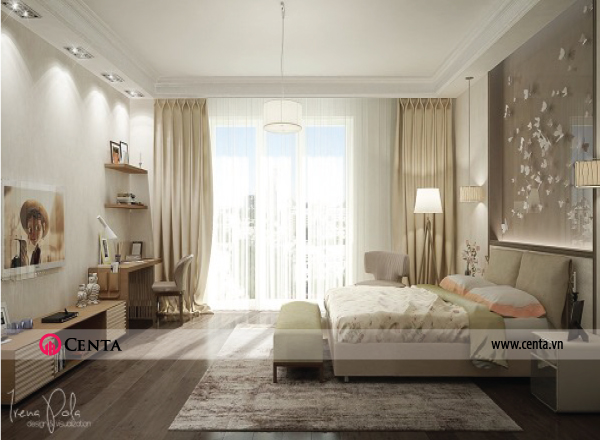 Thiết kế nội thất Phòng ngủ căn hộ chung cư đẹp phong cách hiện đại