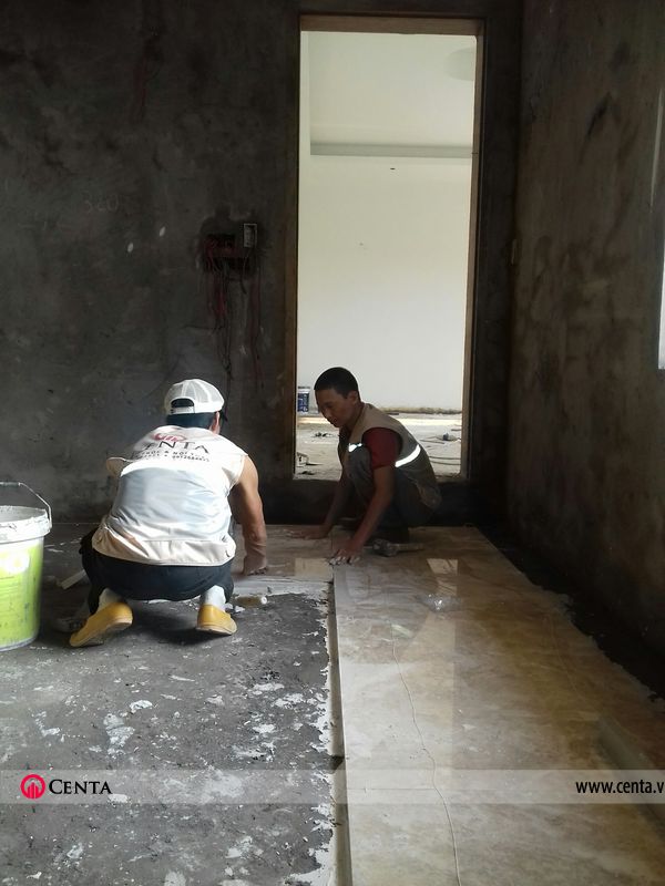 thi công nội thất đẹp ốp lát nền đá biệt thự tam đảo