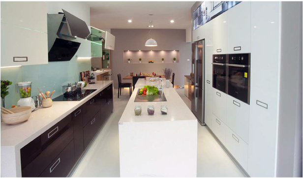  Khu nhà bếp sử dụng đá thạch anh nhân tạo vicostone