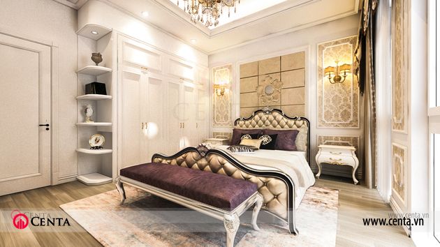Thiết kế nhà liền kề Louis City thiết kế phòng ngủ ông bà