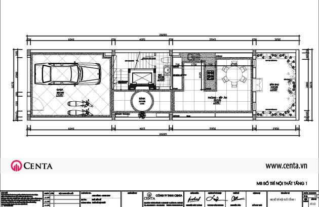 Thiết kế nhà liền kề Louis City Đại Mỗ mặt bằng nội thất tầng 1