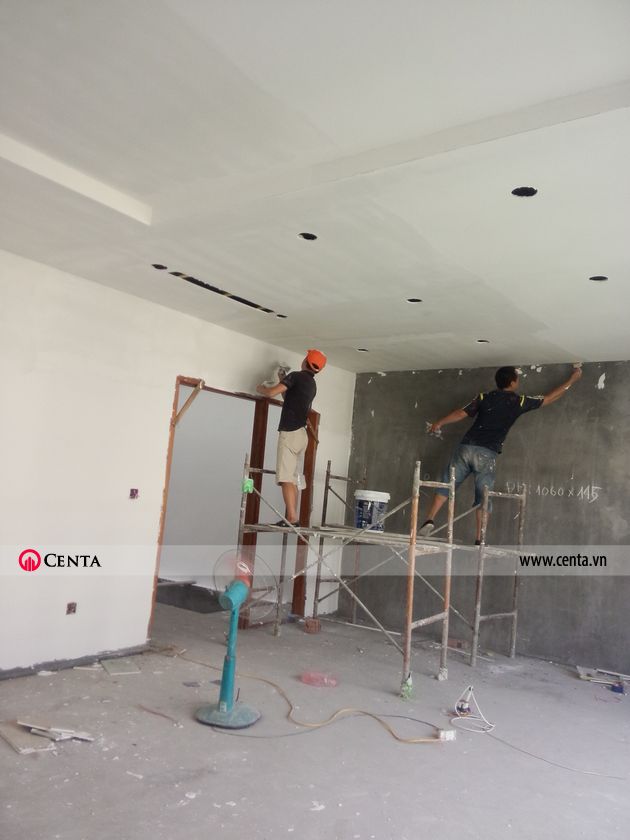 Hoàn thiện sơn bả trần thạch cao biệt thự