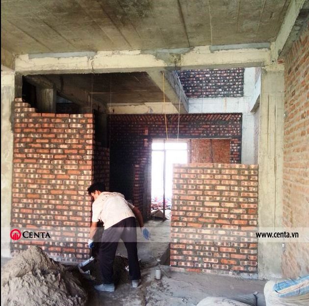 Xây tường gạch biệt thự