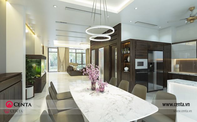 Thiết kế nội thất phòng bếp biệt thự