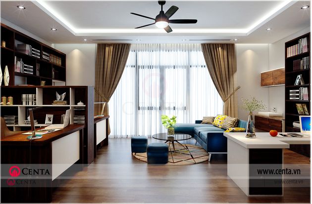 Thiết kế nội thất phòng làm việc biệt thự