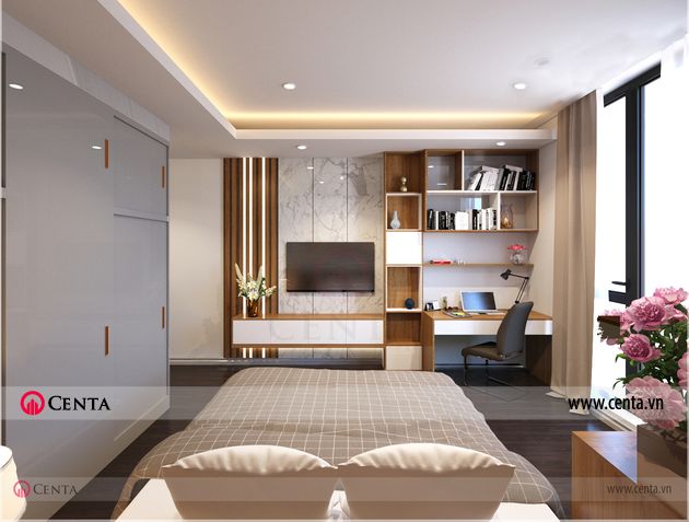 Phong ngu con 1 Thiet ke noi that hien dai nha anh Loc chung cu Sun Grand City 12 Thiết kế nội thất chung cư 120m2