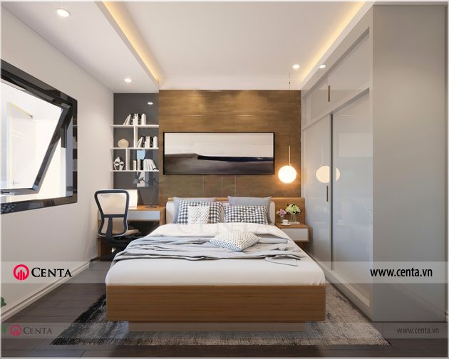 Phong ngu con 2 Thiet ke noi that hien dai nha anh Loc chung cu Sun Grand City 8