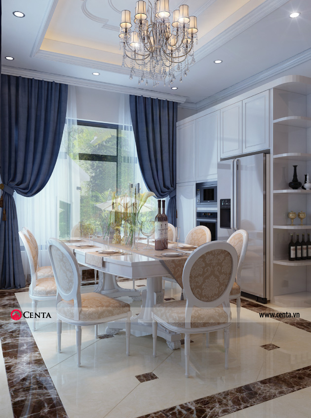 Bàn ăn đặt trong phòng bếp View 02 - Thiết kế nội thất tân biết thự