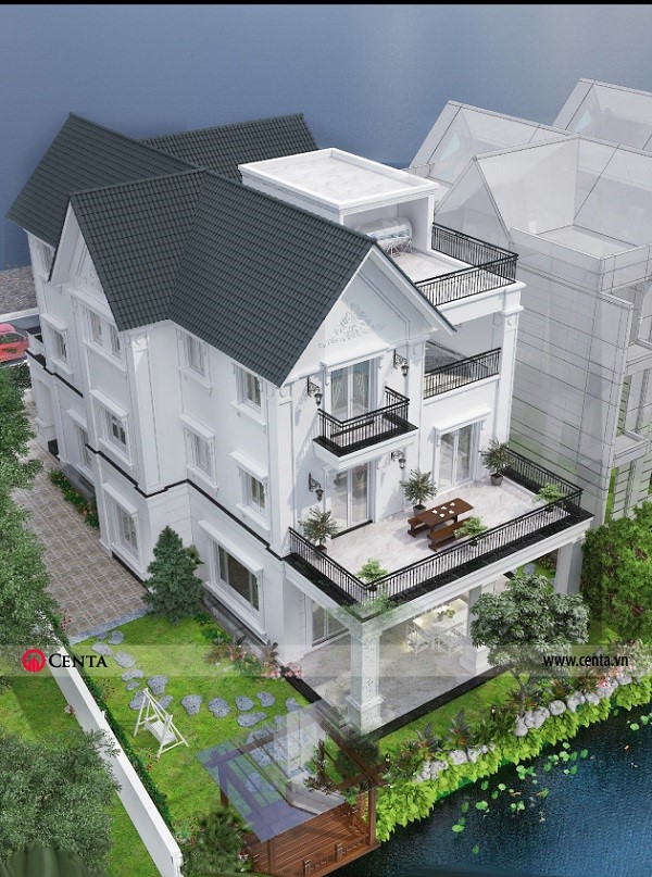 Mẫu thiết kế biệt thự kiểu Pháp đẹp 3 tầng