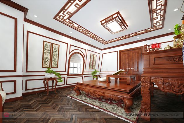 thiet ke khong gian noi that phong tho biet thu Hung Yen 1