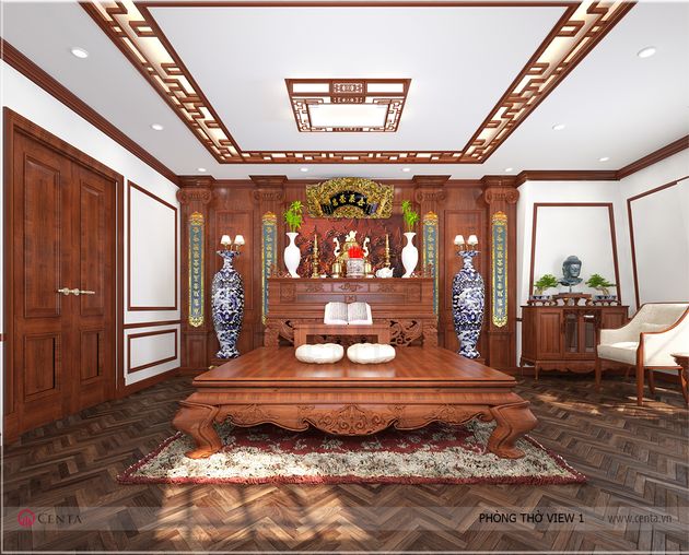 Phối cảnh thiết kế phòng thờ ấn tượng