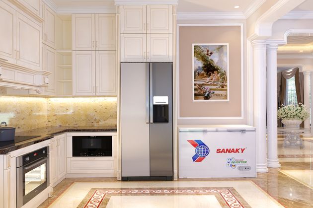 Tủ bếp gỗ công nghiệp tân cổ điển nội thất biệt thự