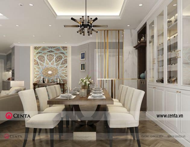 phoi canh thiet ke phong khach bep phong cach hien dai chung cu Sun Grand City 7