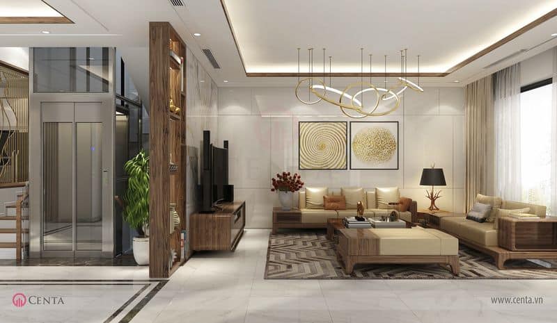 Thiết kế phòng khách và sảnh thang máy
