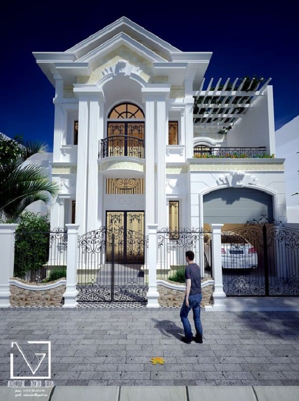 biệt thự 2 tầng đẹp phong cách tân cổ điển