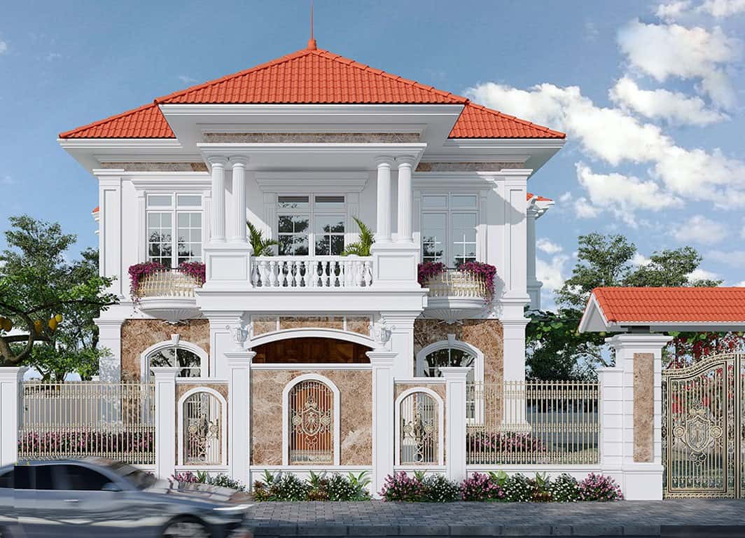 biệt thự mái thái 2 tầng kết hợp phong cách tân cổ điển