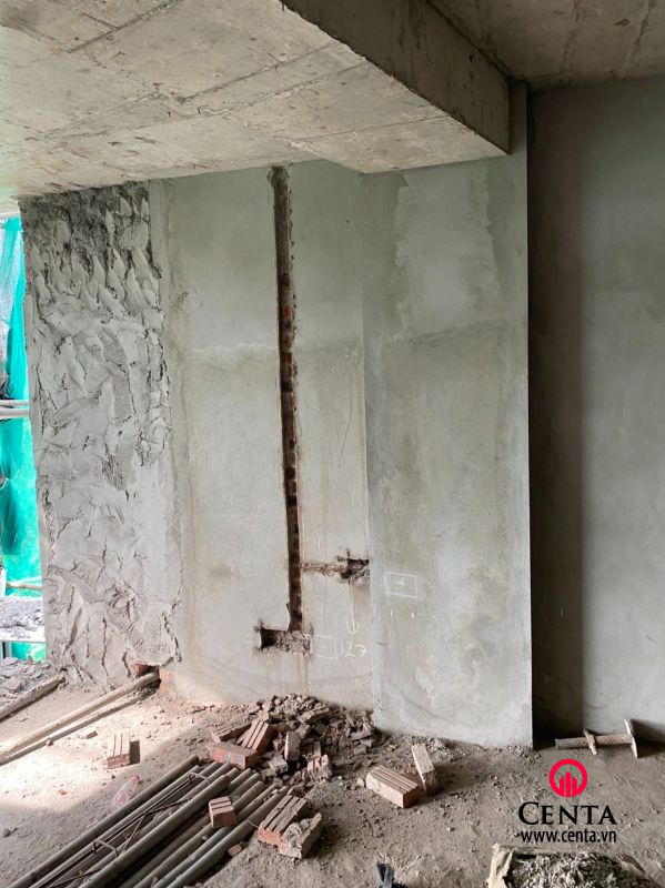 Đường cắt đục gọn gàng thuận tiện cho thợ thi công đường ống điện